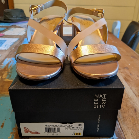 Naturalizer Rose Gold Block Heel Sandals - Picture 2 of 5